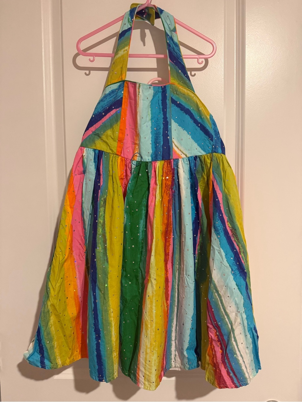 bloom Colorful Rainbow Halter Dress - Blue, Green, Yellow, Pink